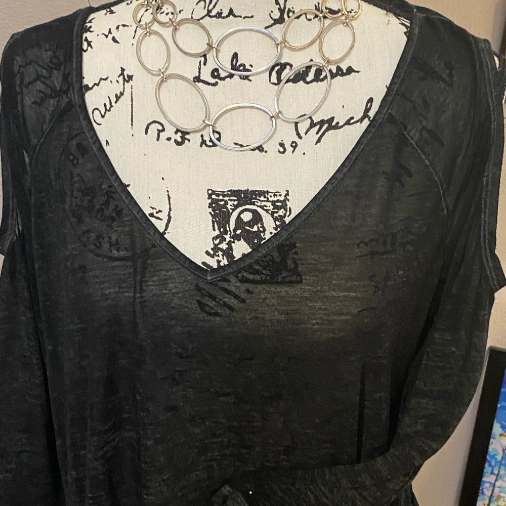 Black cold shoulder top